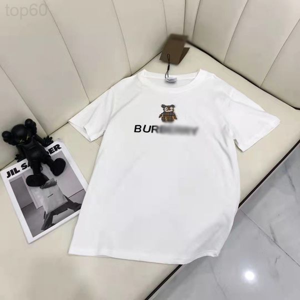 

designer 2022 european summer new short sleeved t-shirt women's fashion round neck loose b black and white 2002 luxury