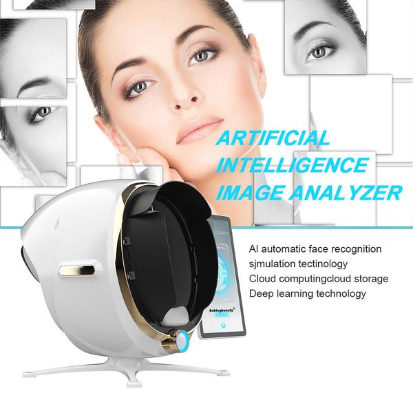 Magic Skin Analyzer Inteligência Artificial Imagem Instrument Detector de Pele Máquina de Análise Facial Digital 3D para Salão