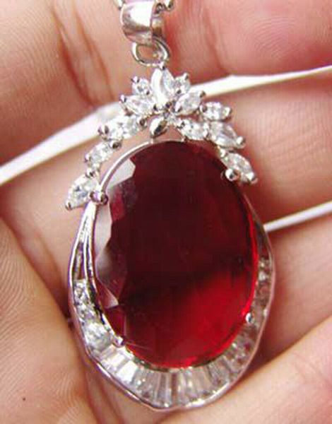 

lady pendant jade crystal necklace charm party jewelry, Silver