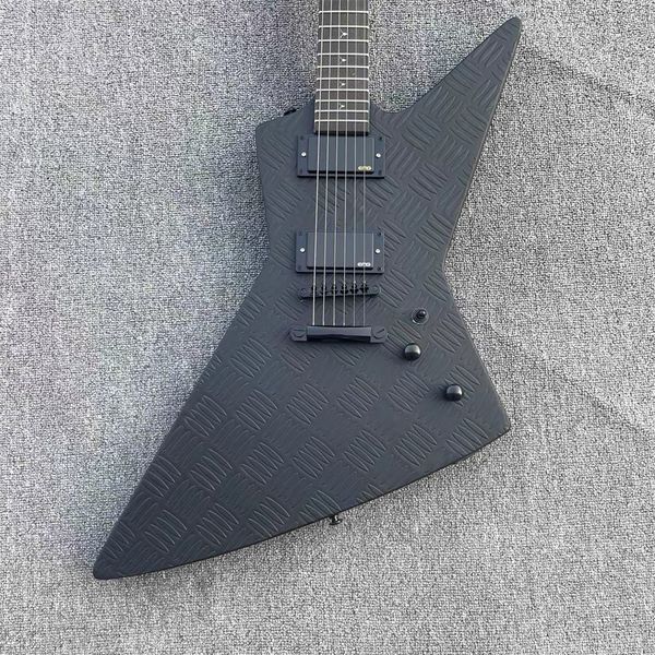 

in stock special custom electric guitar full-body matte black body cow head fingerboard inlaid emg pick