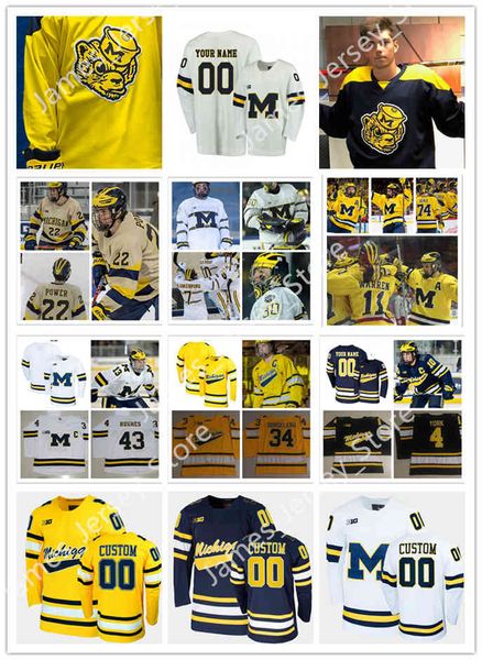 

xflsp 2022 college custom michigan wolverines hockey jersey 43 quinn hughes jerseys 19 dylan larkin jersey 2 luke martin 13 jake slaker 33 j, Black