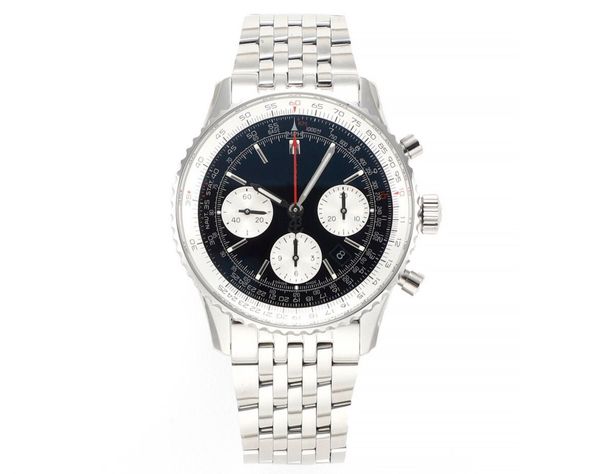 

men's chronograph watch 7750 mechanical refined steel shell movement sapphire mirror 43mm, Slivery;brown