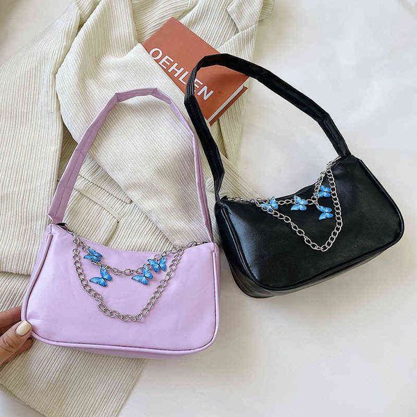 

women's bag trend 2022 designer handbags butterfly chain shoulder underarm bag ladies shopper small tote bag y220609