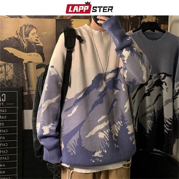 LAPPSTER giapponese streetwear uomo tie dye maglione di lana autunno pullover uomo hip hop maglioni lavorati a maglia coppia maglioni vintage 201221