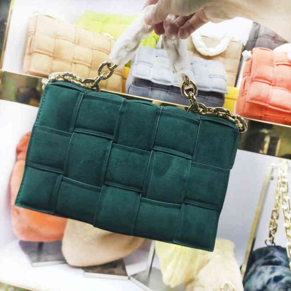 

woven matte pillow bag metal chain one shoulder menger handbag veet women's small deer skin 26cm