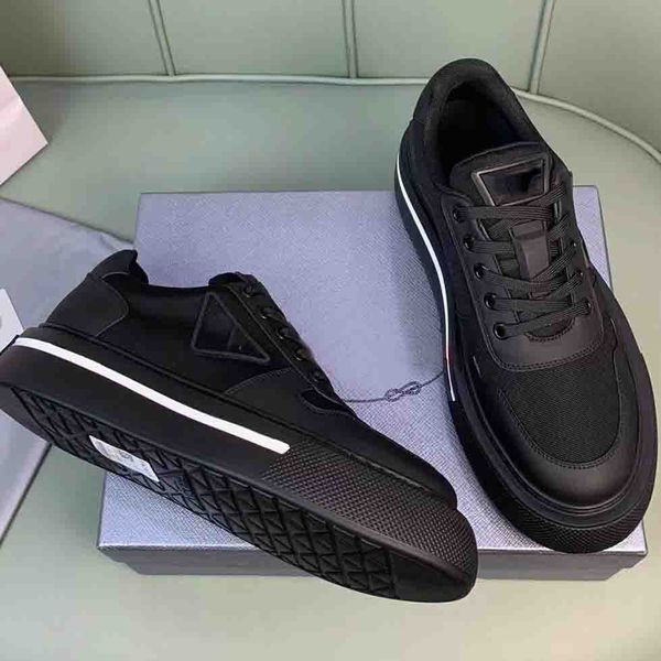 

designer sneaker mens casual shoes mesh low triangle and platform sports trainers black grey 38-45 box