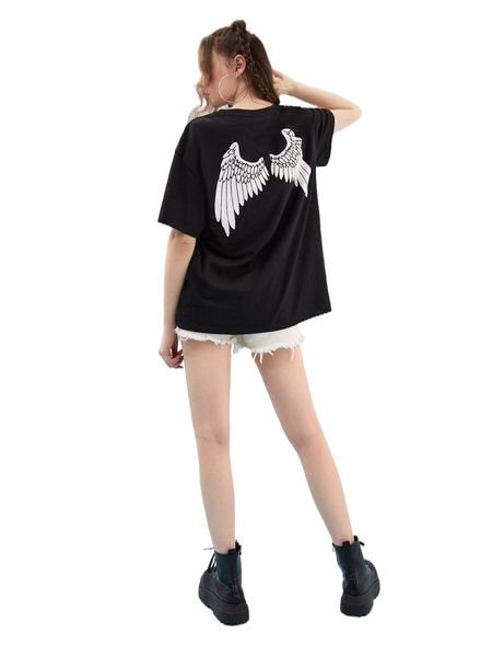 

x highspeeddoggy drop shoulder belt & wing print tee k5ay#, White