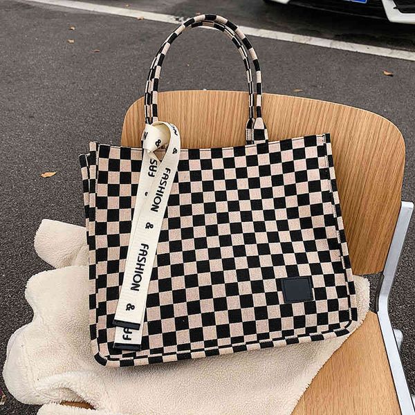 

2022 factory wholesale large capacity bag women's autumn and winter fashion versatile high-grade sense of foreign style checkerboard si