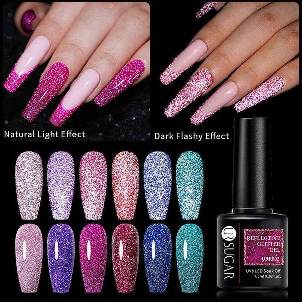 

nxy nail gel ur sugar 7 5ml reflective glitter polish winter color sparkling sequins soak off uv led varnish art decoration 0328, Red;pink