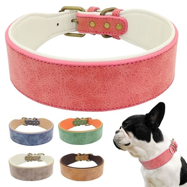 Collare per cani di grandi dimensioni in pelle morbida Wide Luxury XL Big s s Pink Green Boy Girl regolabile per animali domestici di taglia media Y200515