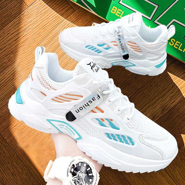

2022 elling summer new men's sports shoes comfortable thick soled running fashion versatile casual mesh sneakers for boy students, Black