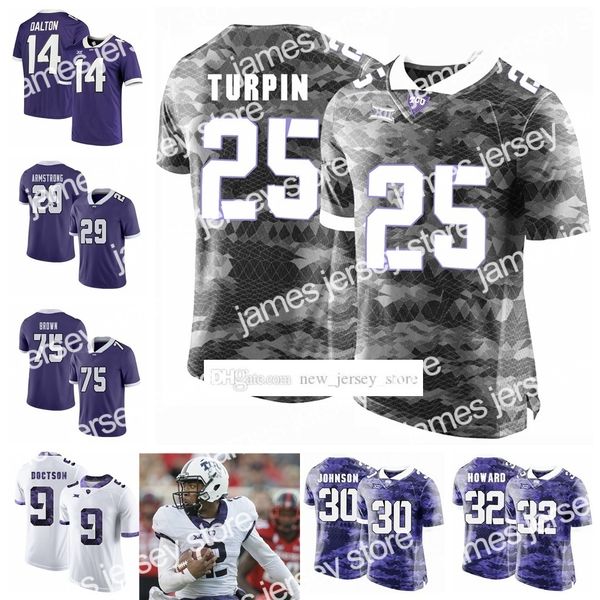 

2022 ncaa custom tcu horned college frogs football jerseys stitched 18 jalen reagor 15 max duggan 24 darwin barlow 12 foster sawyer taye bar, Black