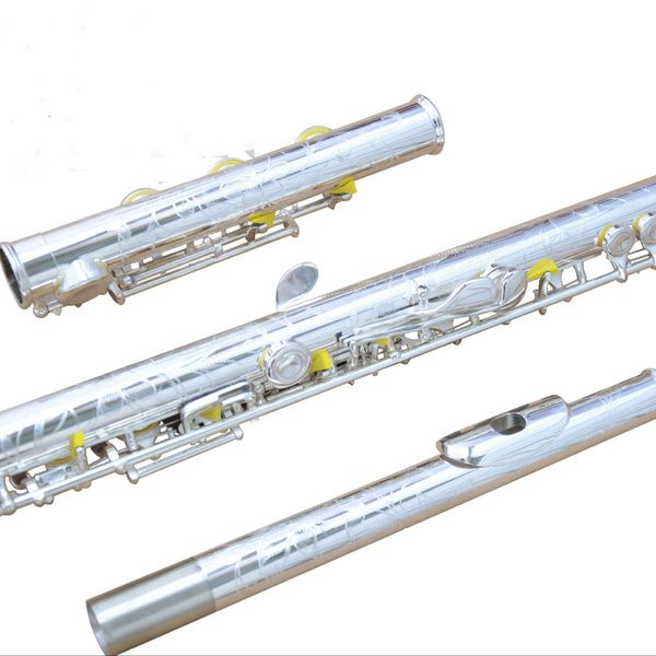 

premium professional engraved flute silver plated c 16 hole open flute