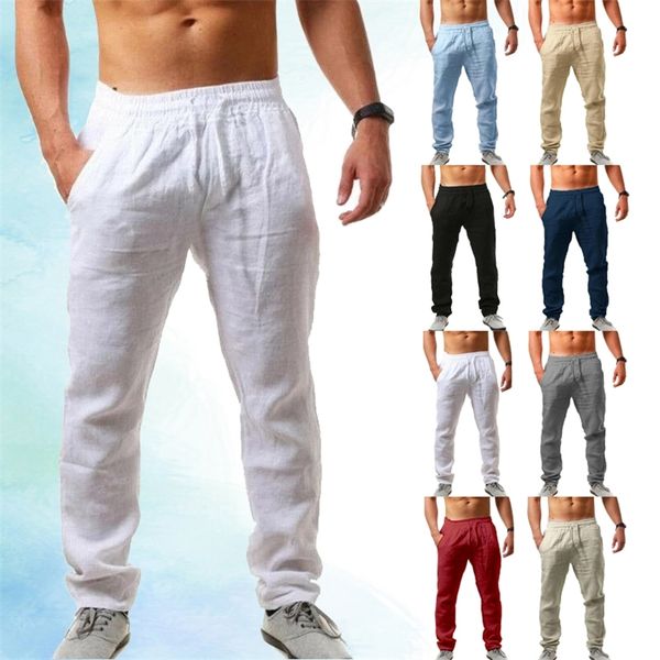 

summer fashion mens casual pants elastic waist trousers jogging pants 220704, Black