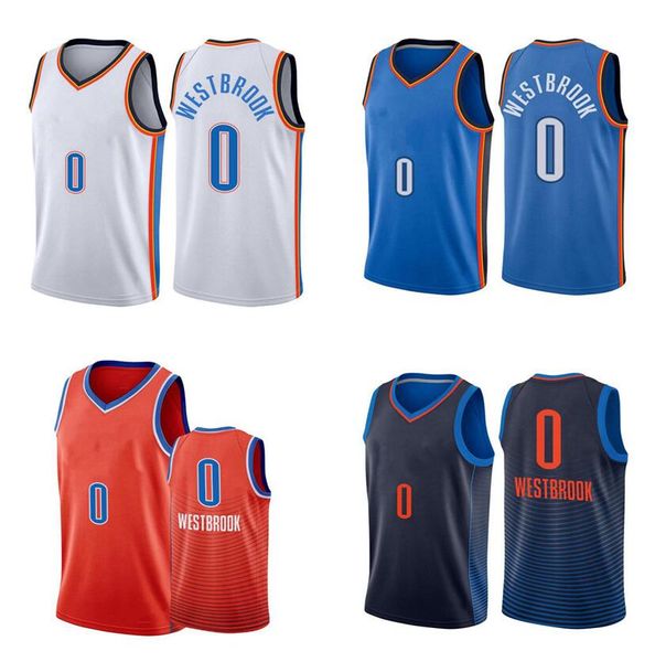 Maglia da basket OKC 0 Westbrook 022-23 blu bianca nuova stagione Maglie da città da uomo per giovani in stock