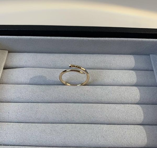 

v gold luxury quality charm thin nail ring in 18k rose gold plated for women wedding engagement jewelry gift have box stamp ps7831, Silver