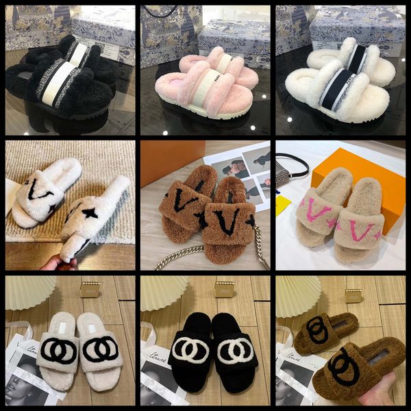 

designer slipper fur slides luxury sandals italy brand sandals women flip flop woolen slippers casual shoes sneakers boots by shoebrand s151, Black