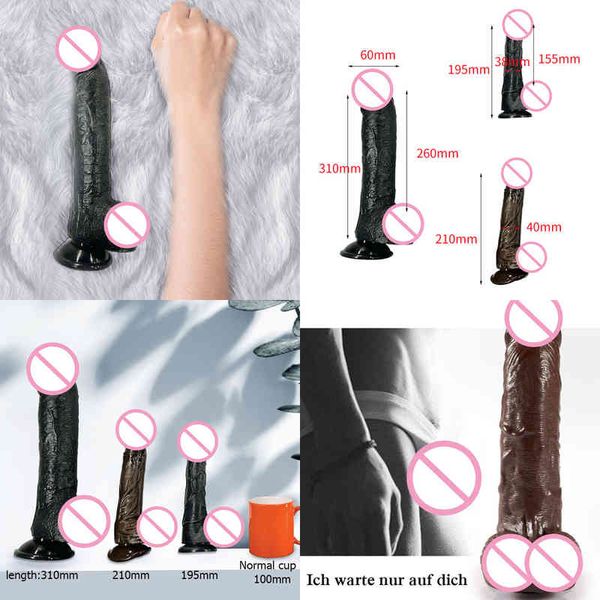 Nxy Dildos Erotico Grande Dildo Realistico per Donne Pene Nero Morbido con Ventosa Dildo Giocattoli Sessuali Donna Strapon Masturbazione Femminile 220420