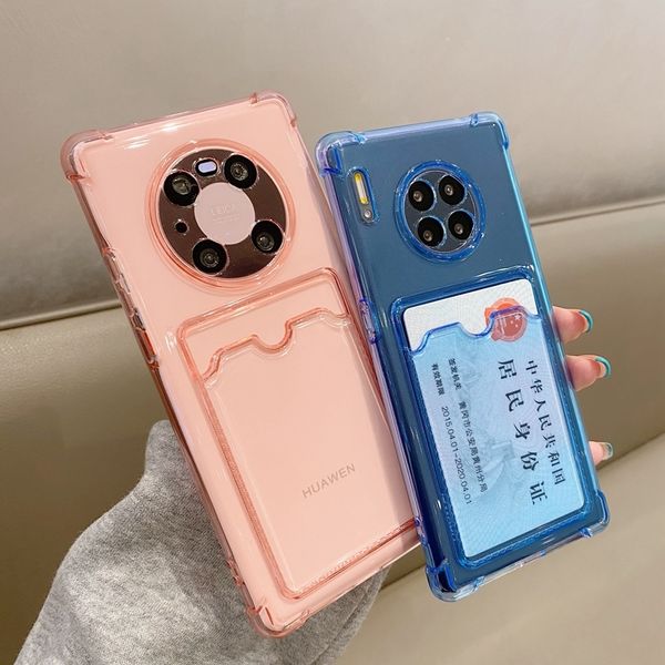 Bumper Soft TPU Clear Phone Cases für Huawei P30 P40 Pro Kartensteckplatz Tasche Rückseite Mate 30 40