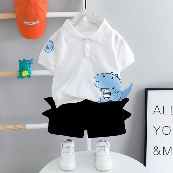 Kleidungsstücke Babykleidung Sommeranzug Kleinkind Jungen Kurzarm Top schwarze Shorts Kinder Outfits 2 Stück 1-4 Jahre alte Kinder Kleidung Kleidung