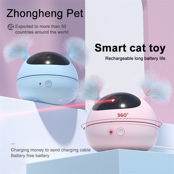 Haustier Katze Spielzeug Elektrische LED Laser Interaktive Spielzeug Roly-poly Roboter Necken Feder Intelligente Automatische Spielzeug Katze Liefert 220423