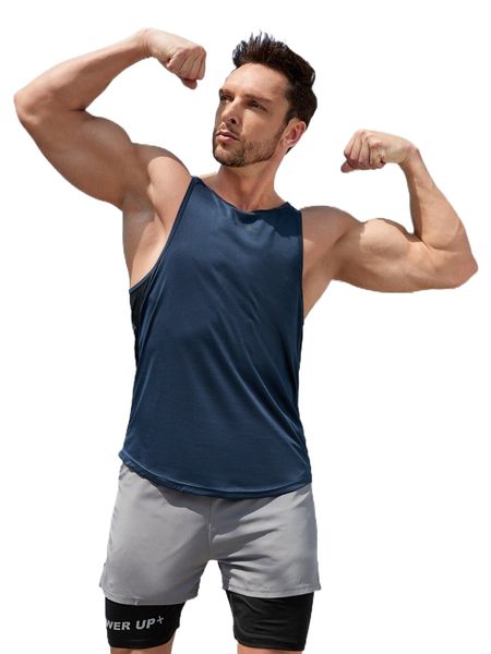 

men contrast panel sports tank s3rg#, White;black