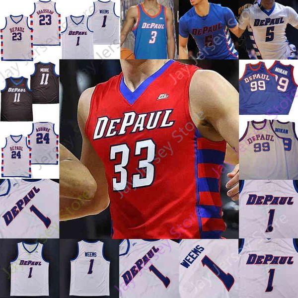 

depaul blue demons basketball jersey ncaa college romeo weems strus chandler philmon gebrewhit nick ongenda grant-foster mccauley strickland, Black