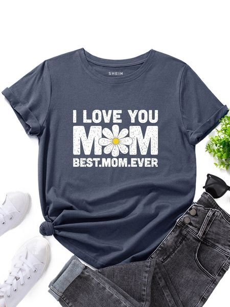 

floral & slogan graphic tee o72u#, White