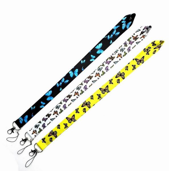 Butterfly Casal Chaves de chaves do telefone Funny Neck Strap com Card de Id Keyring Diy Animal Webbings Ribbons penduram corda