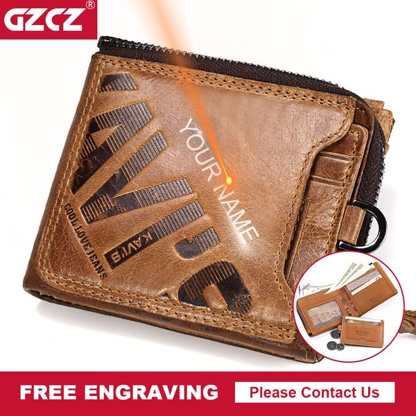 

customize men wallet genuine leather zipper coin purse bifold short mini card holders male multi-card slots wallets, Red;black