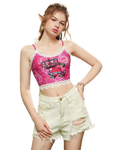 

romwe fairy grunge heart & floral graphic contrast lace bikini p53u#, White;black