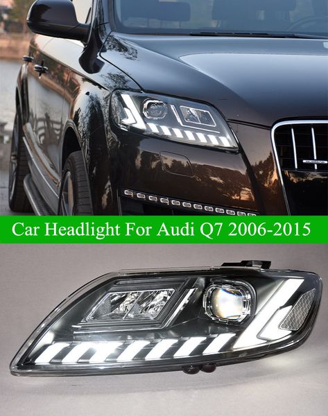 Car LED Daytime Running Head Light per Audi Q7 Gruppo faro 2006-2015 Dynamic Turn Signal High Beam Accessori auto Lampada