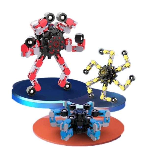 Fidget Spinners Oyuncaklar Parmak El Dönen Üst Odak Oyuncak Dönüştürülebilir Zincir Parmak Uçusu Gyro Stres Trible Çocuklar İçin Yetişkinler 220621