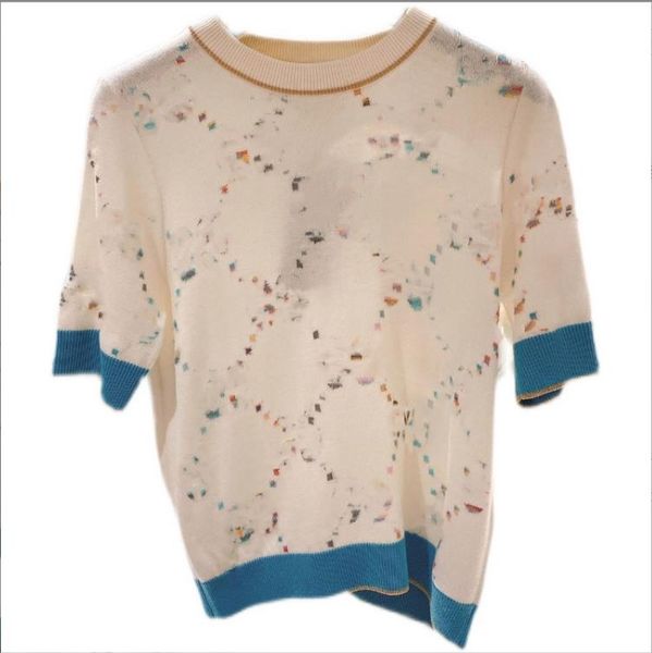 

601 xl 2022 milan runway spring summer brand same style short sleeve women's crew neck t shirt striped womens feiting, White