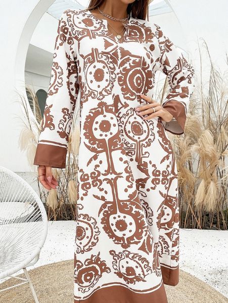 

allover print tunic dress 81i3#, Black;gray