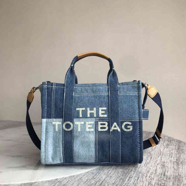 

denim tote bag shoulder fashion handbag for women luxury brand big capacity letters printing handbag tie dye canvas crossbody purses 220329