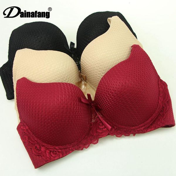 

dainafang bow underwear bcde cup bras womens push up lace floral supper padded underwired plus size lingerie, Red;black