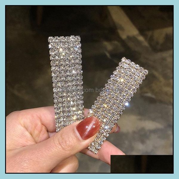 

hair clips barrettes jewelry s1384 fashion rhinstone barrette clip bb womens girls hairpin ba dhx8w, Golden;silver