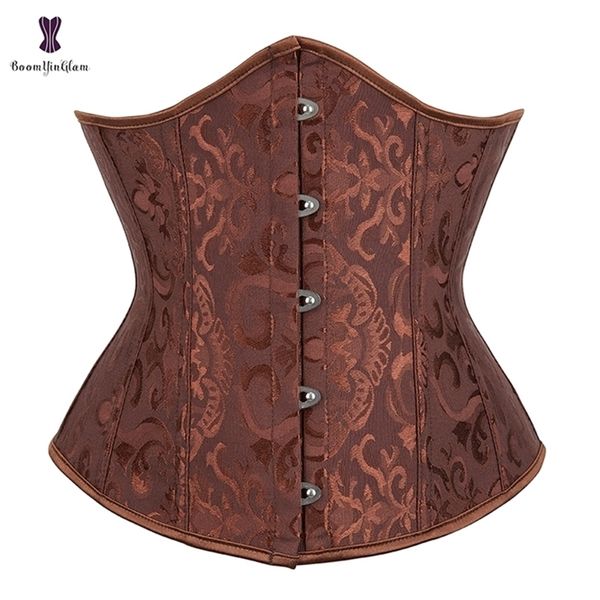 Burlesque Underbust Corset Beyaz Siyah Kırmızı Kırmızı Pembe Kayısı Yeşil Kahverengi Çiçek Bel Budier Bauques Plus Boyut Korset 220615