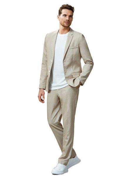 

men single breasted blazer & pants suit set g64y#, White;black