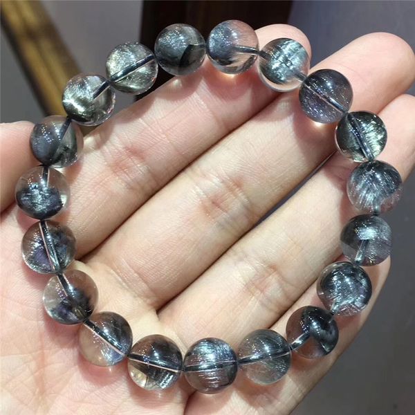 

necklaces designer natural brookite platinum silver rutilated quartz bracelet 10.1mm woman man gift round beads gift crystal jewelry aaaaaa