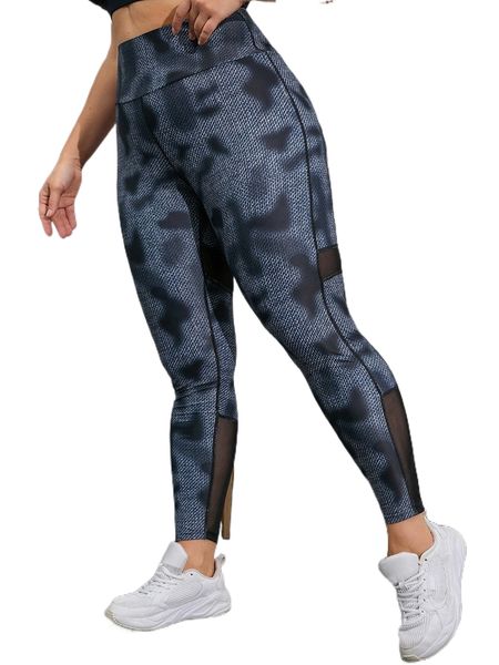 

plus tie dye mesh insert sports leggings u5t5#, Black