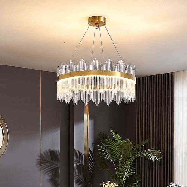 

pendant lamps post modern living room chandelier simple light luxury crystal restaurant bedroom nordic net red crown copper whole house chan