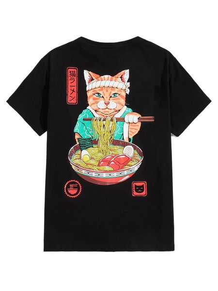 

romwe x vincenttrinidadart guys cat graphic tee a2eq#, White;black