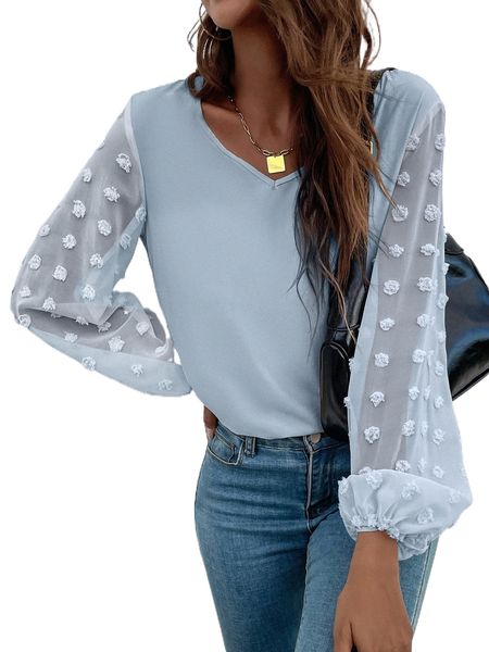 

swiss dot bishop sleeve blouse d9nn#, White