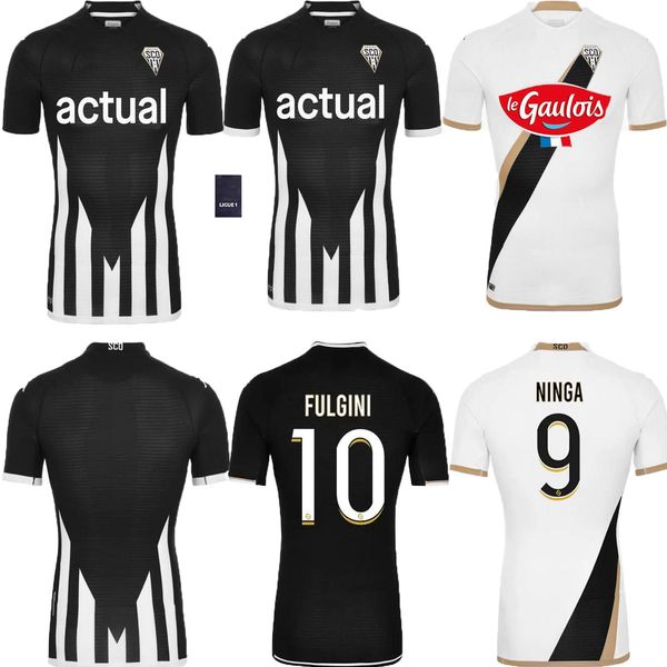 

22 23 maillot de foot sco angers soccer jerseys home and away diony fulgini 2022 2023 boufal capelle bahoken pereira lage football uniforms, Black;yellow