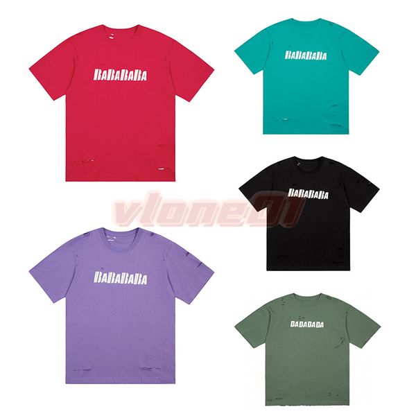 

fashion mens hole t shirts womens designer letter printing t shirt couples 5 colors short sleeve tees size xs, White;black