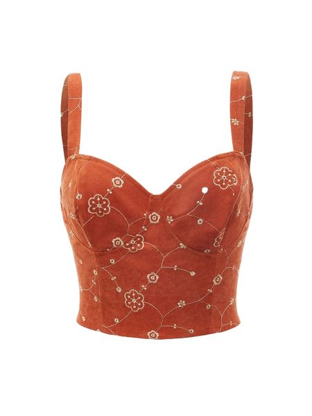 

mod floral embroidery button front cami r9uq#, White