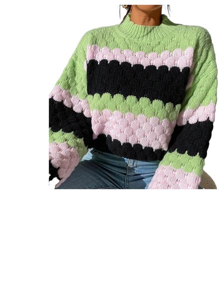 

colorblock drop shoulder sweater d8as#, White;black