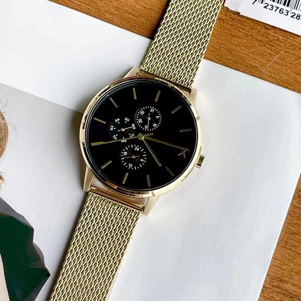 

men's quartz watch x2715 gold stainless steel multifunction timer dial size 42mm retail and wholesale, Slivery;brown